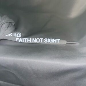 New White and Silver Shoelaces with FAITH NOT SIGHT( 2 Corinthian 5:7)